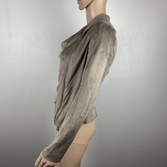 NEW BLANKNYC GREY FAUX SUEDE DRAPE FRONT JACKET - Picture 6 of 9